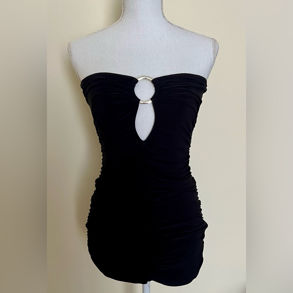NWOT Kamala Collection Black Stripper Mini Dress size S
